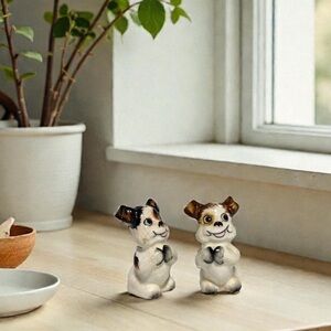 Vintage Anthropomorphic “Happy Begging Puppy Dog” Salt and Pepper Shakers Japan